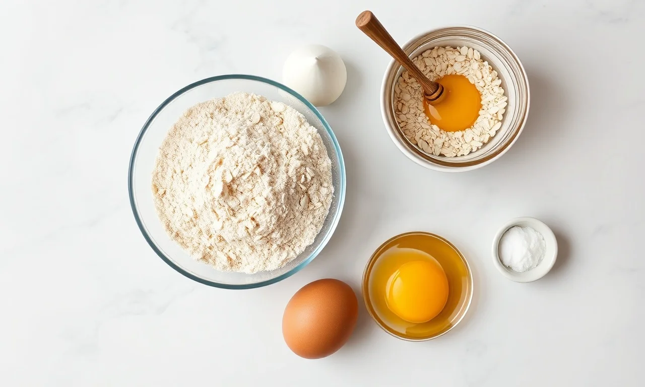 Vista de cima dos ingredientes simples e organizados.