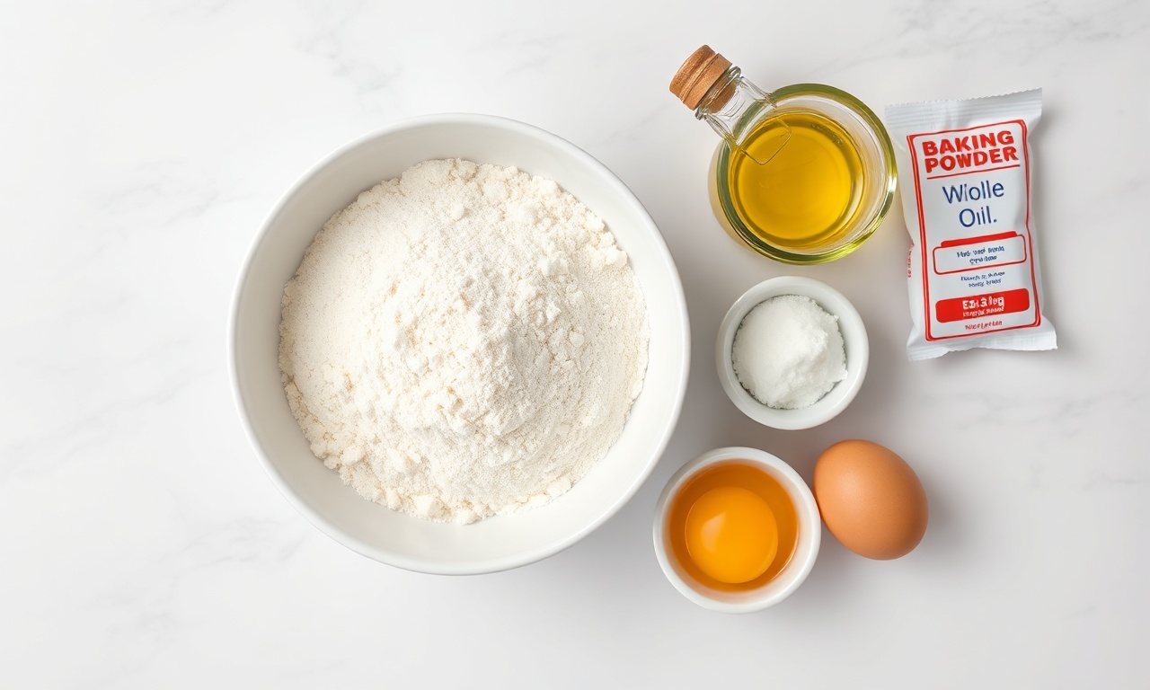 Pão De Fubá De Frigideira: Fofinho E Pronto Em 25 Minutos 4 Vista de cima dos ingredientes organizados sobre superfície de mármore.
