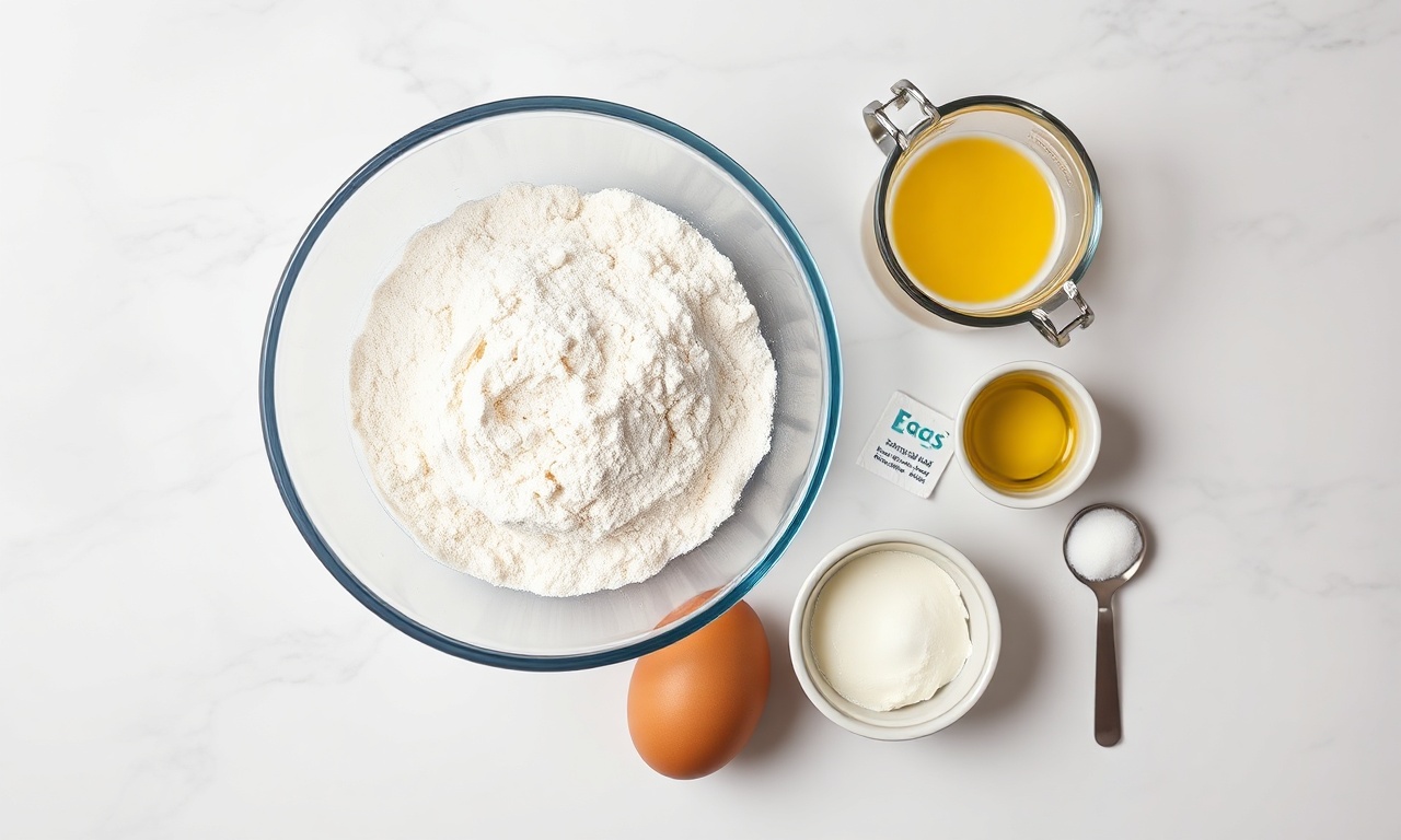 Vista de cima dos ingredientes simples e organizados.