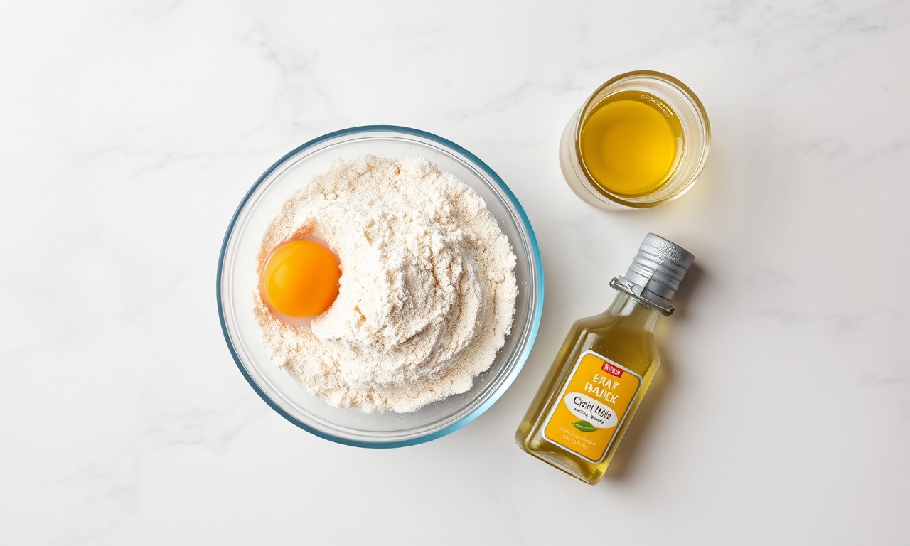 Vista de cima dos ingredientes simples organizados sobre superfície clara