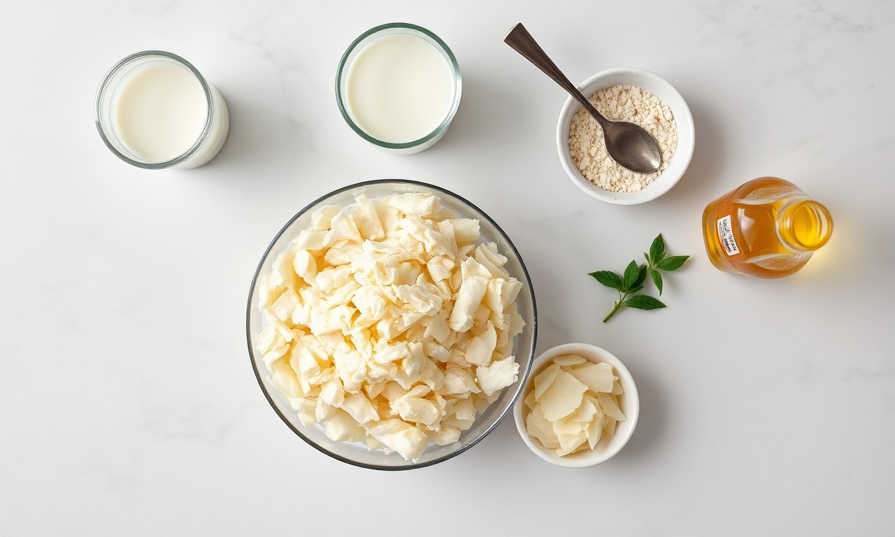 Vista de cima dos ingredientes organizados para a receita.