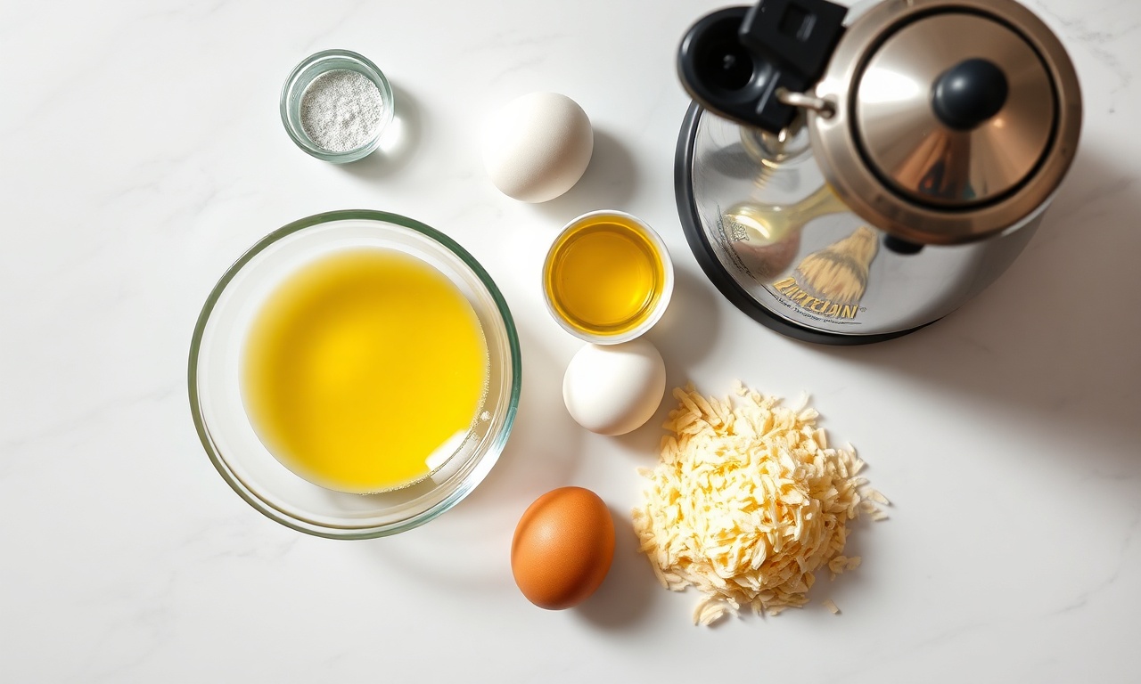 Vista de cima dos seis ingredientes simples e essenciais.