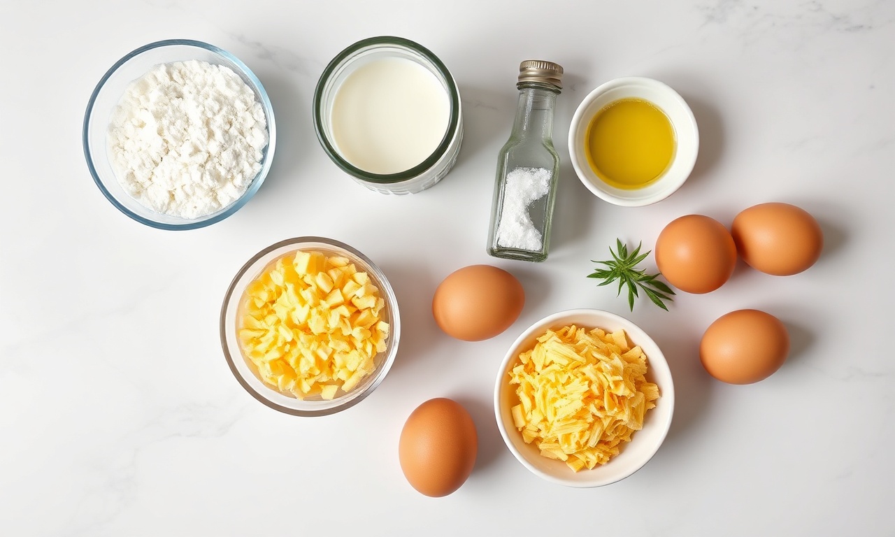 Vista de cima dos ingredientes necessários para a receita.