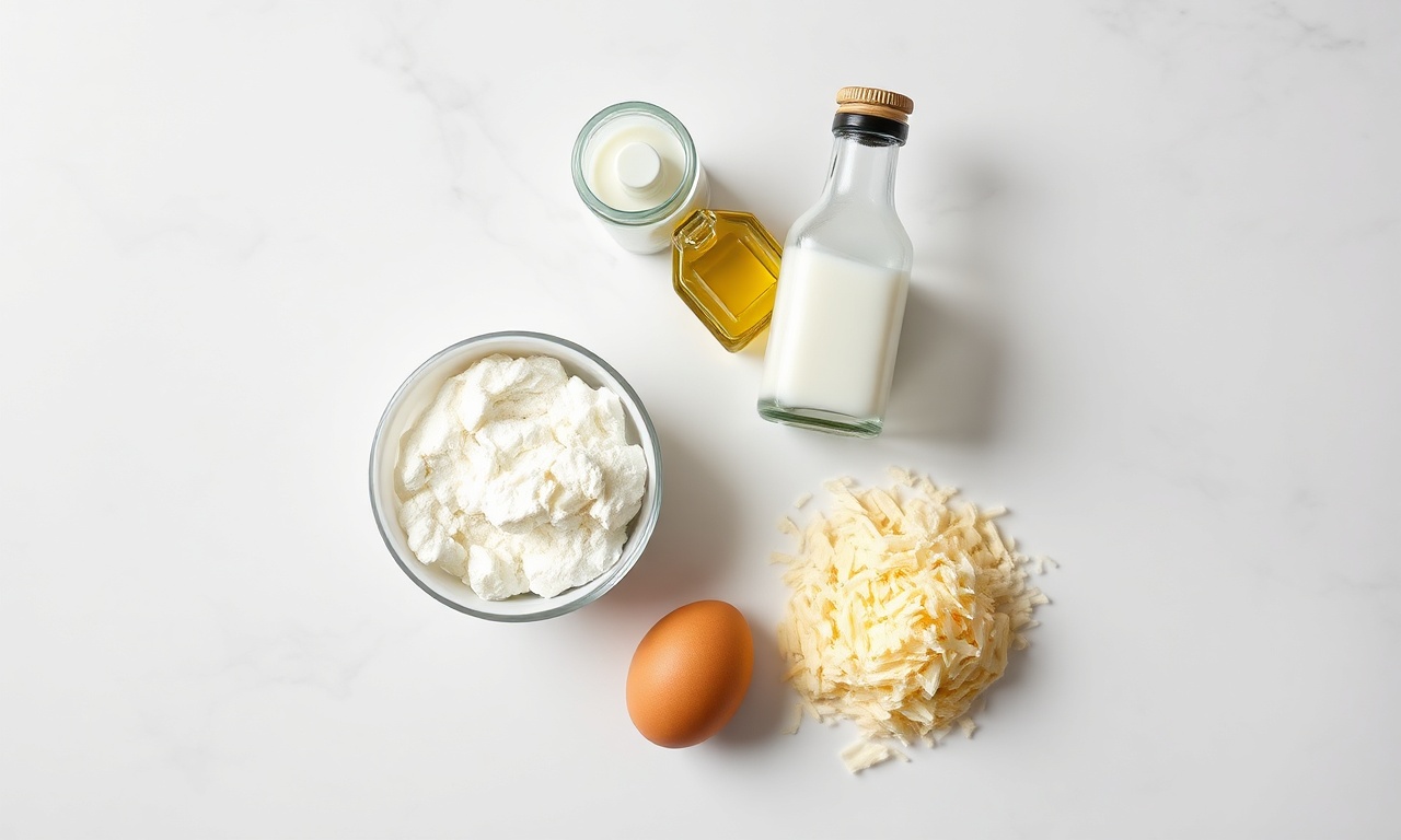 Vista de cima dos ingredientes simples e organizados.