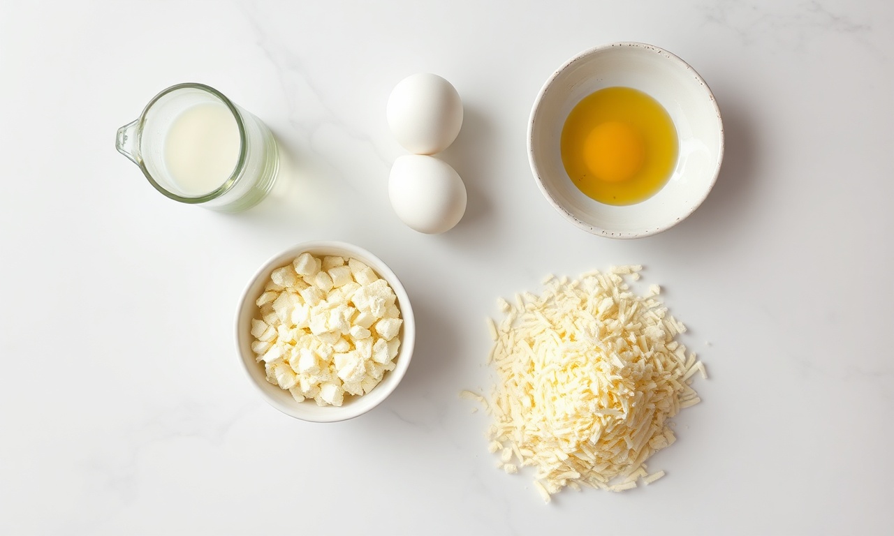 Vista de cima dos ingredientes simples e organizados.