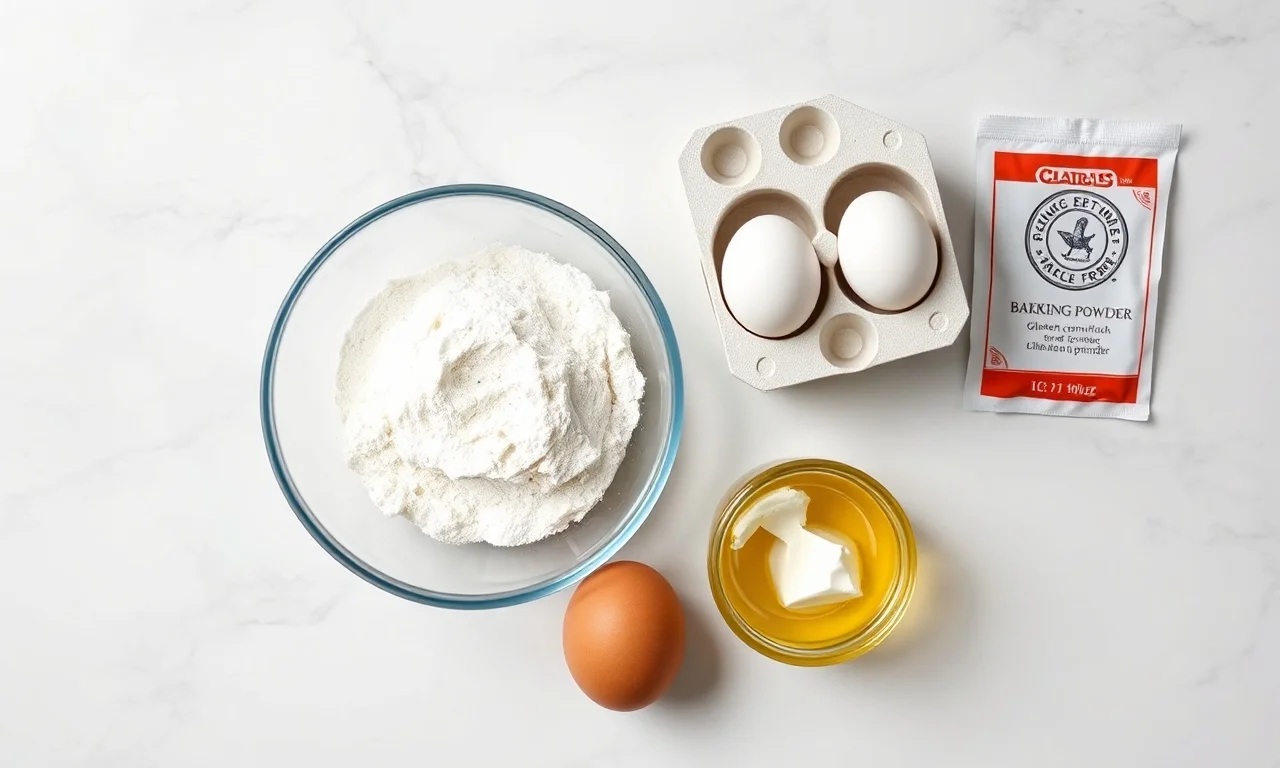 Vista de cima dos 5 ingredientes simples e organizados.
