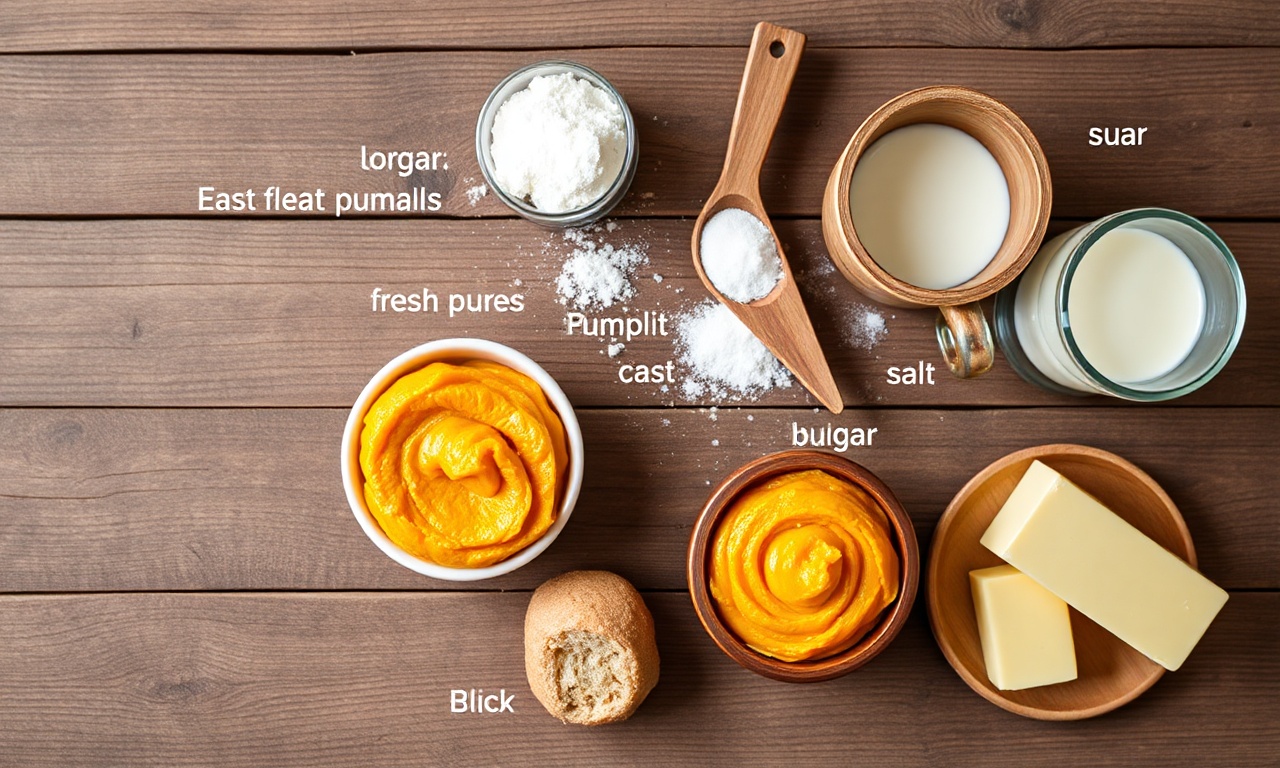 Vista de cima dos ingredientes organizados sobre superfície de madeira