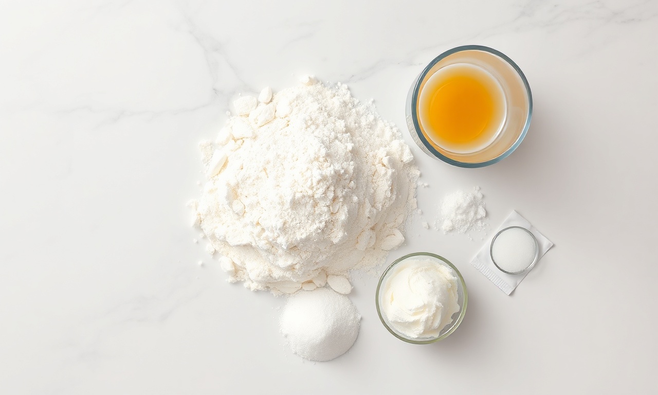 Vista de cima dos ingredientes simples e essenciais para a receita.