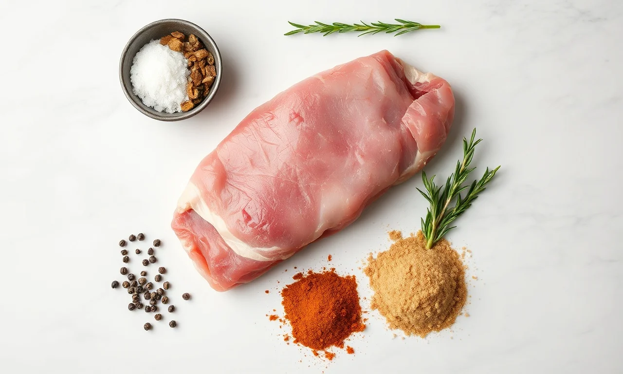 Papada Suína Defumada Caseira: Sabor Artesanal Insuperável 4 Vista de cima dos ingredientes principais para a receita.