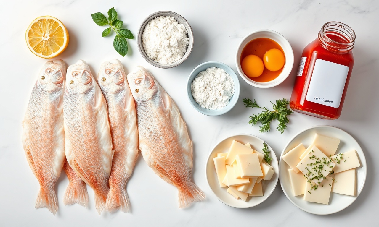 Vista de cima dos ingredientes frescos e secos organizados na bancada.