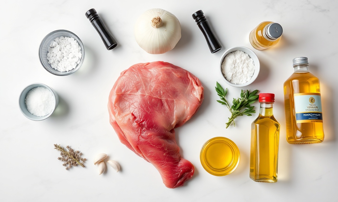 Vista de cima dos ingredientes frescos e organizados para a receita.