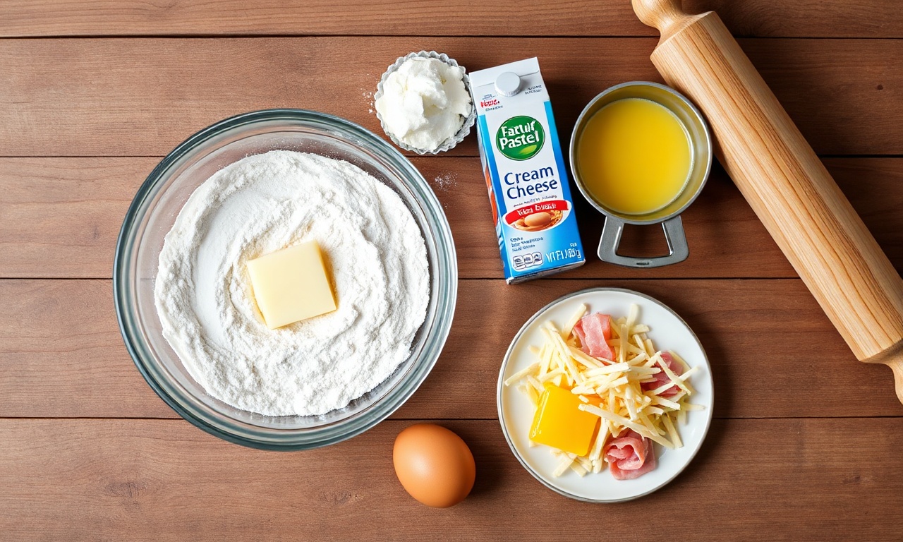 Vista de cima dos ingredientes organizados sobre superfície de madeira.