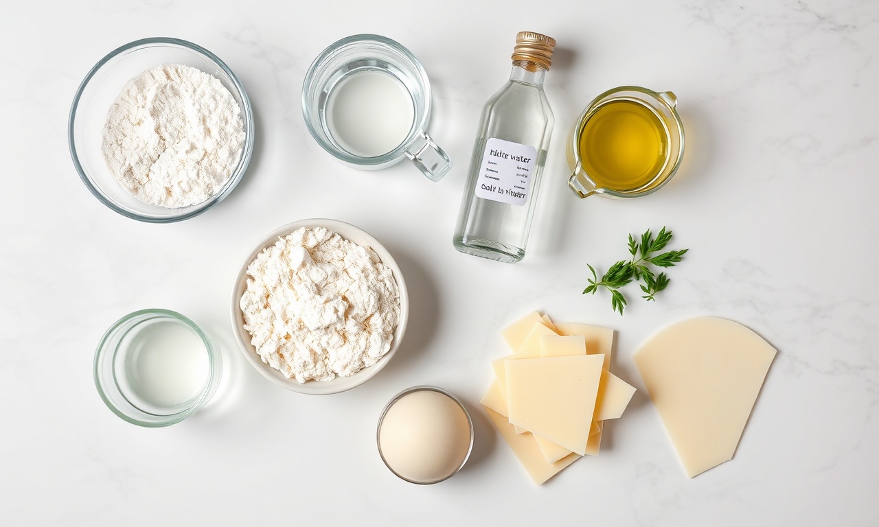 Vista de cima dos ingredientes organizados para a receita.
