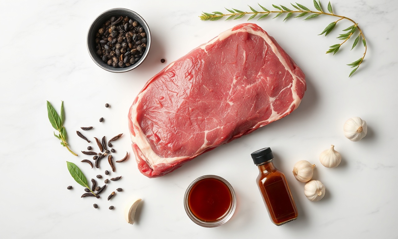 Pastrami Caseiro Macio E Defumado: Passo A Passo Completo 4 Vista de cima dos ingredientes para a salmoura e a crosta de especiarias.