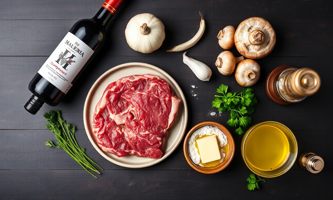Vista de cima dos ingredientes frescos e organizados para a receita.