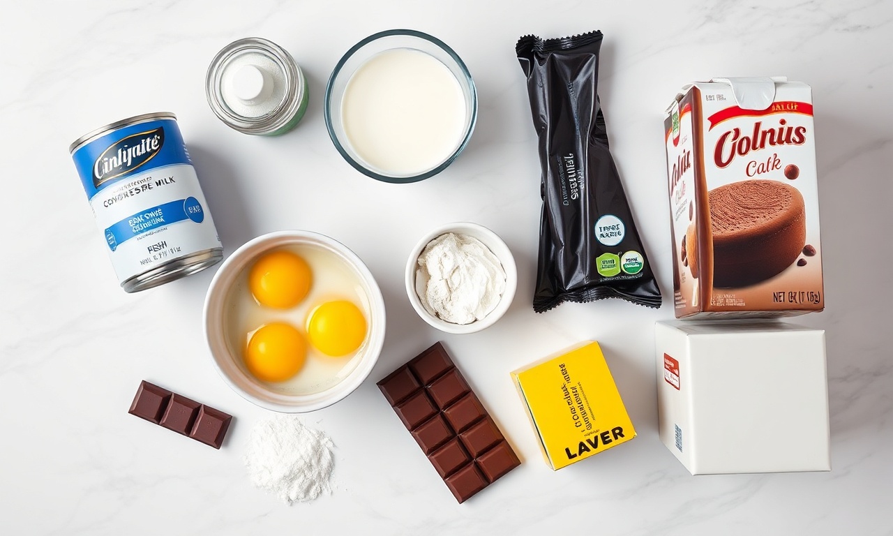 Vista de cima dos ingredientes organizados sobre superfície clara.