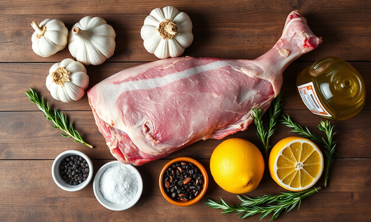 Quanto Tempo Assar Pernil No Forno: Receita Macia E Crocante 4 Vista de cima dos ingredientes organizados para a marinada.