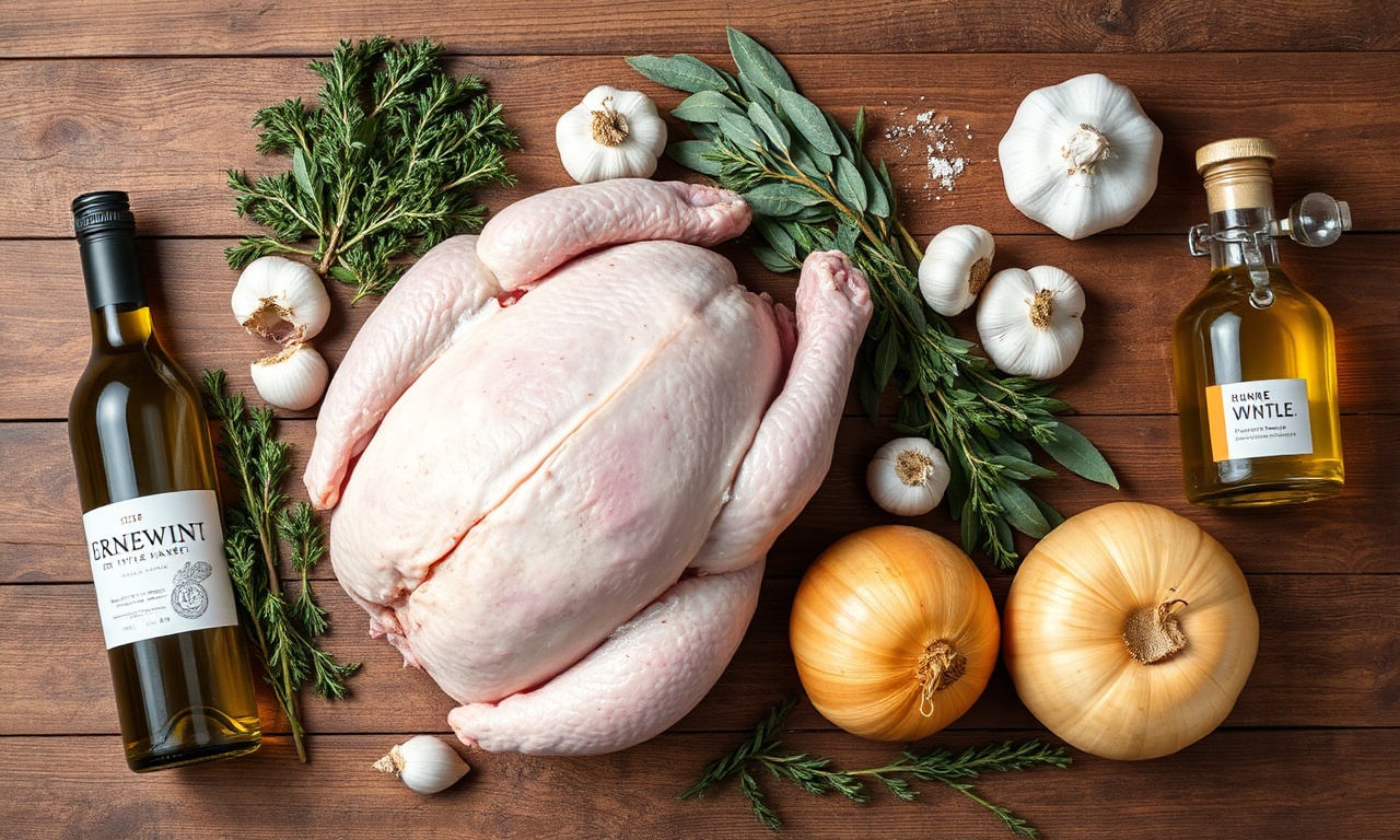 Vinho Para Temperar Peru: Truque Para Ficar Suculento 4 Vista de cima dos ingredientes frescos e orgânicos.