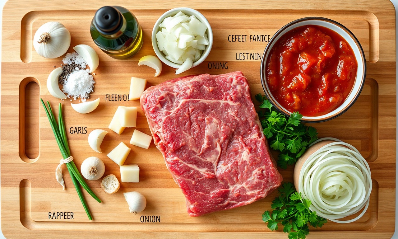 Vista de cima dos ingredientes frescos e organizados para a receita.
