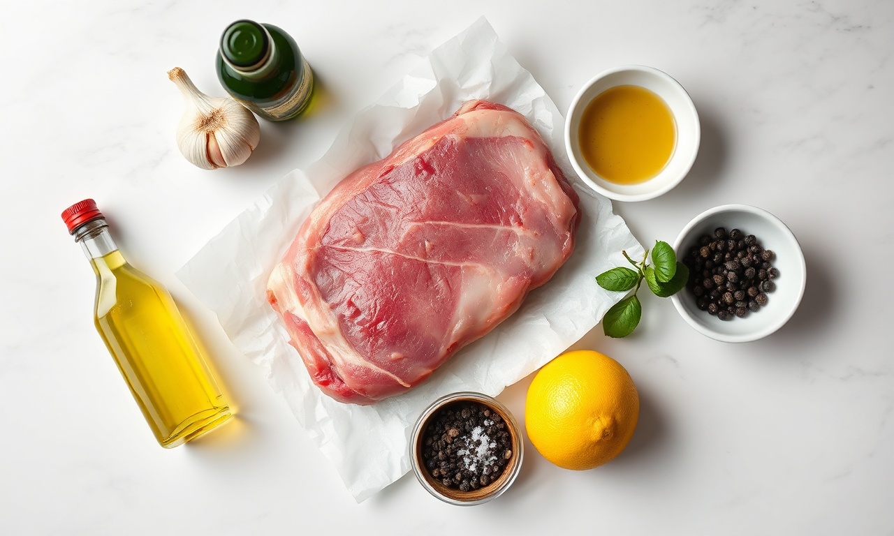 Tempero Para Picanha Suína: 6 Receitas Que Funcionam 4 Vista de cima dos ingredientes frescos e temperos organizados.