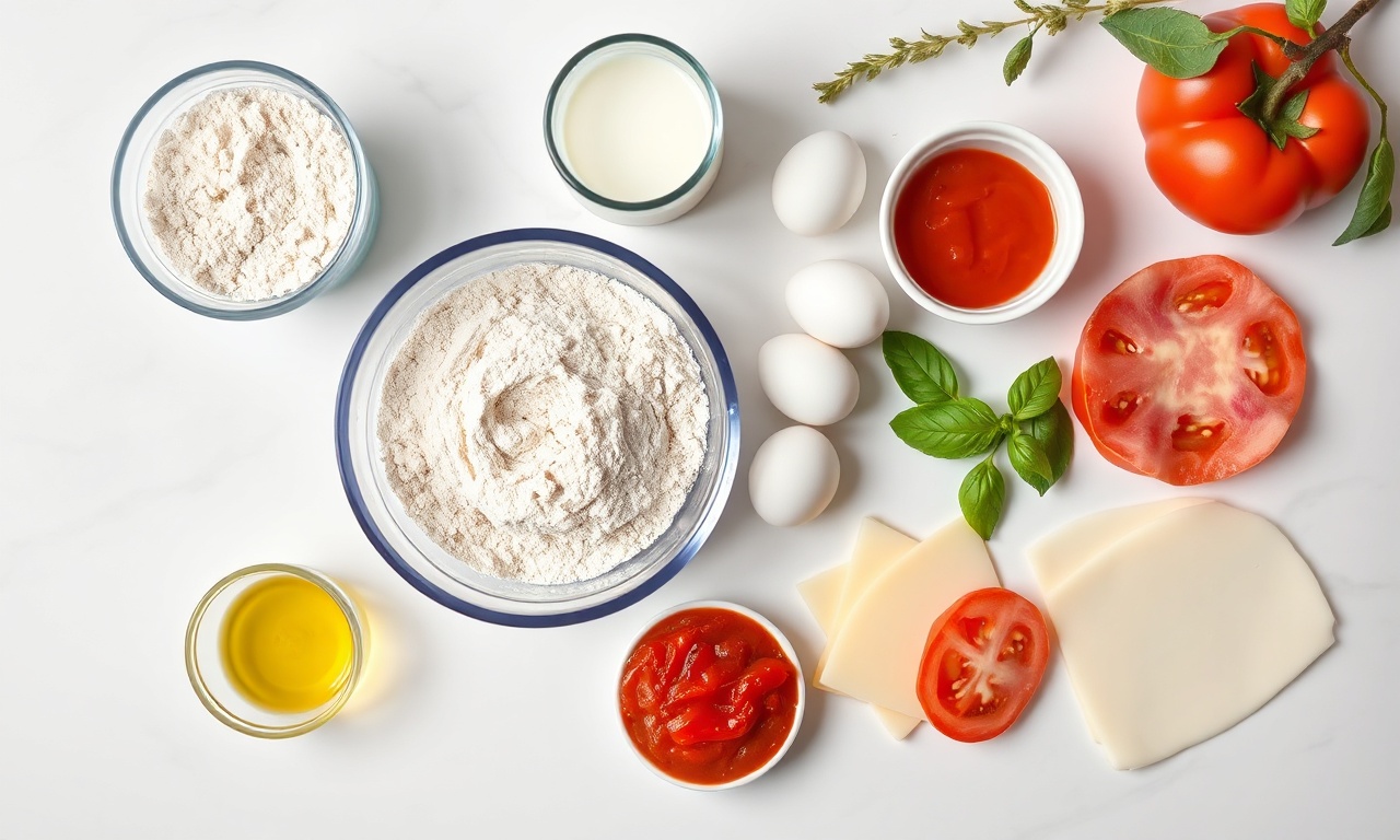 Vista de cima dos ingredientes básicos e do recheio sugerido.