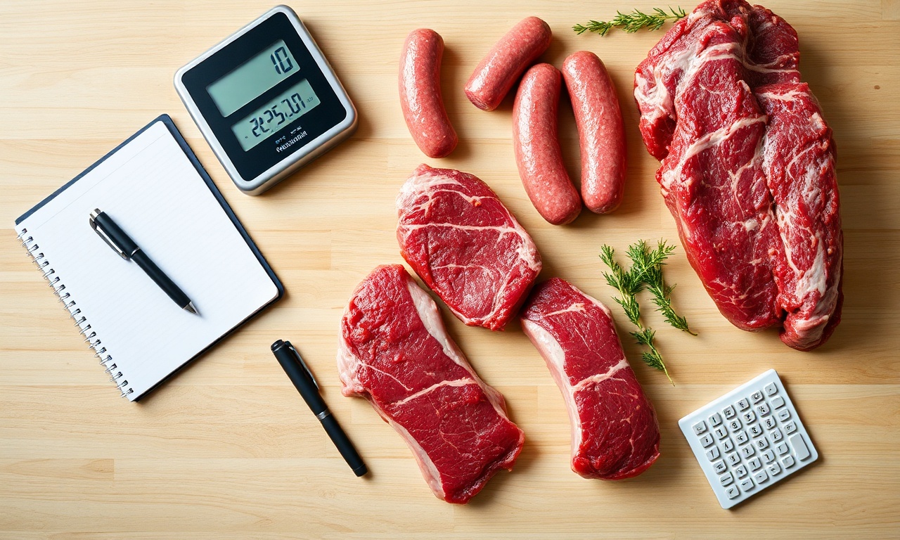 Itens essenciais para calcular as porções: carnes, balança e caderno.