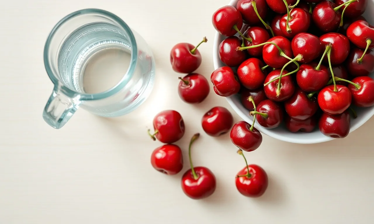 Acerolas frescas e água filtrada, os dois únicos ingredientes necessários.