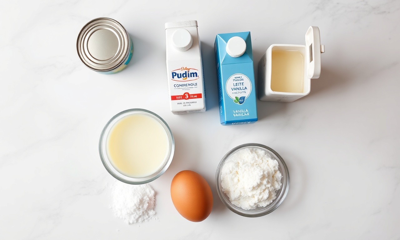 Vista de cima dos ingredientes organizados
