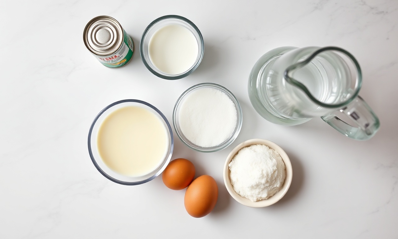 Vista de cima dos ingredientes organizados para a receita