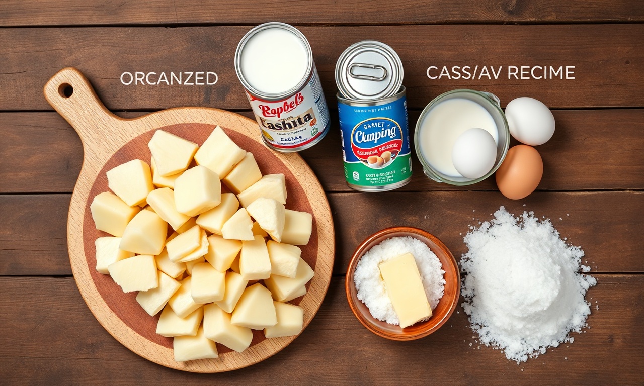 Vista de cima dos ingredientes organizados sobre superfície de madeira.