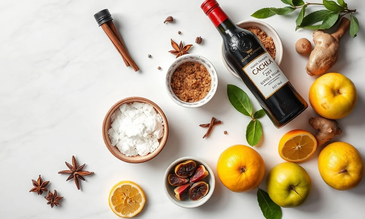 Vista de cima dos ingredientes para ambas as bebidas, organizados em tigelas.