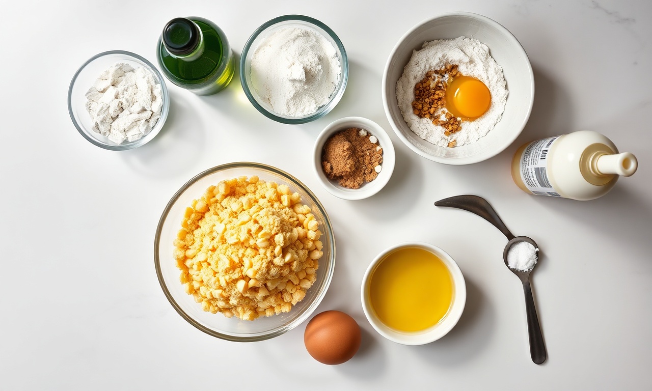 Vista de cima dos ingredientes medidos e prontos.