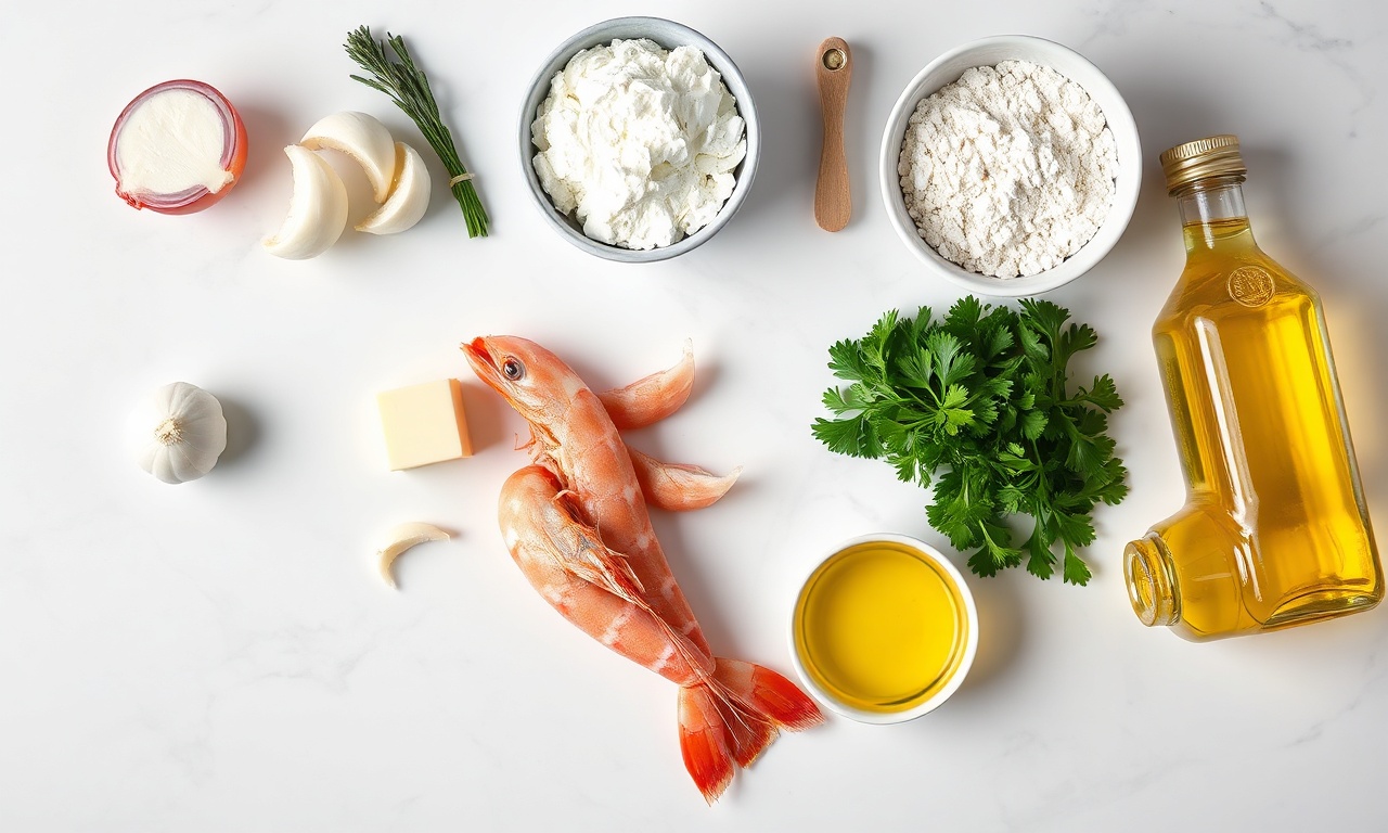 Vista de cima dos ingredientes organizados para a receita.
