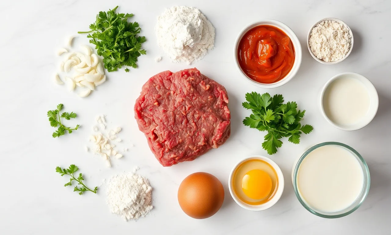 Risole De Carne Moída: Massa Elástica E Recheio Cremoso 4 Vista de cima dos ingredientes organizados