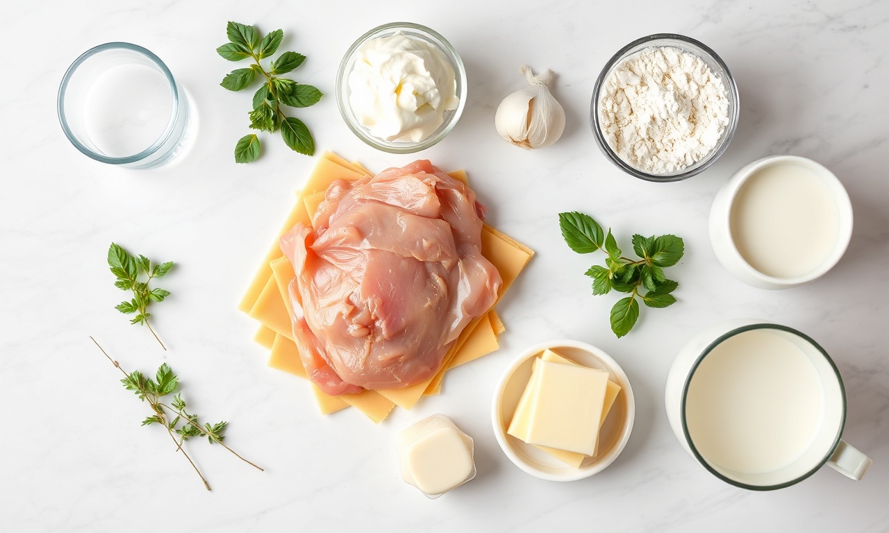 Vista de cima dos ingredientes frescos e organizados para a receita.