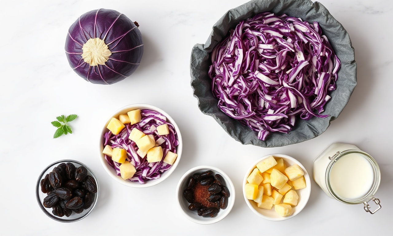 Vista de cima dos ingredientes organizados