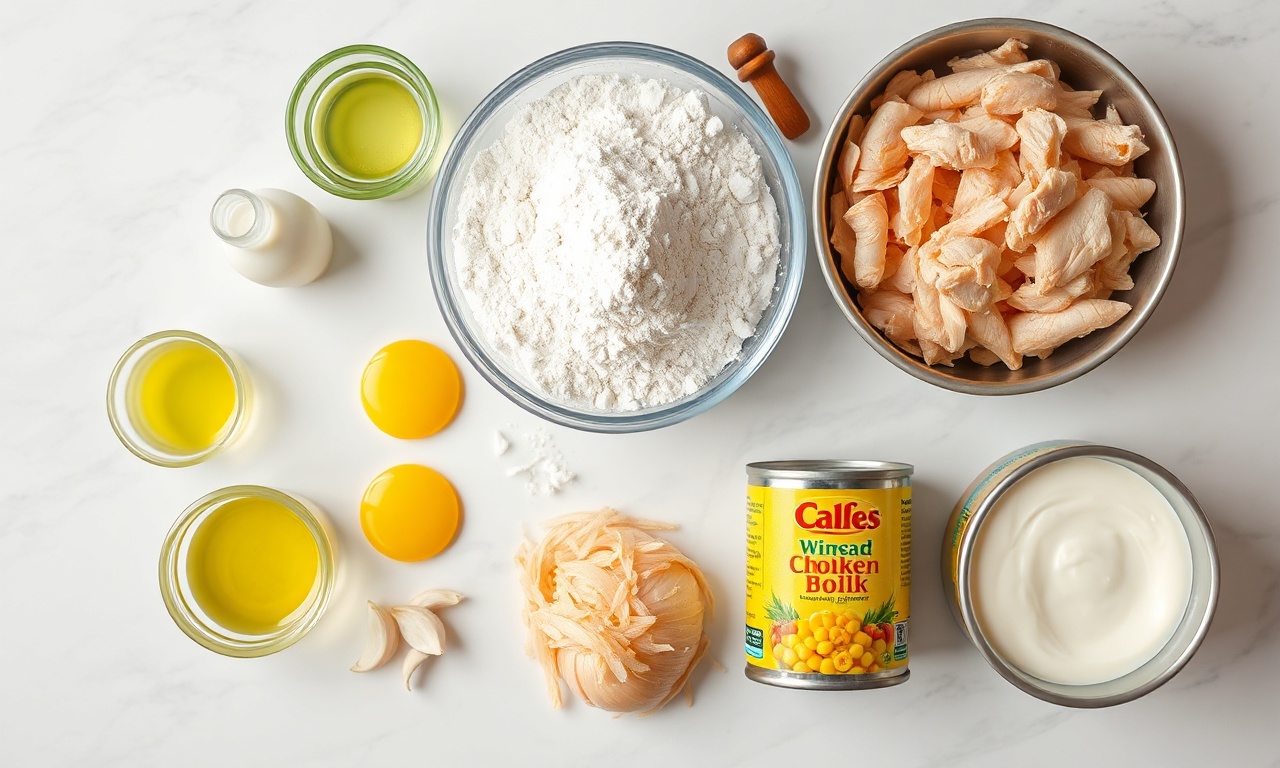 Vista de cima dos ingredientes organizados para a receita.