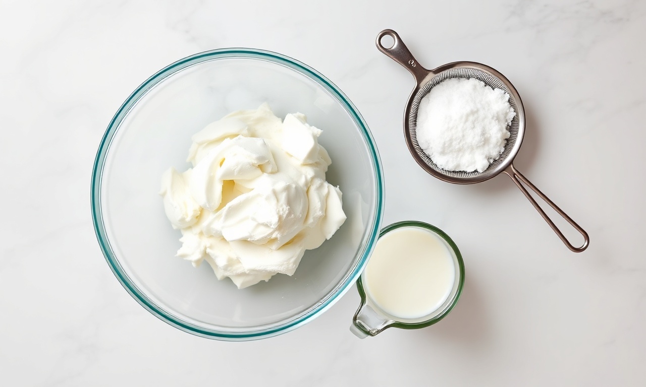 Chantilly Talhou: Como Salvar Em 5 Min (Guia Definitivo) 4 Vista de cima dos ingredientes essenciais para a correção.