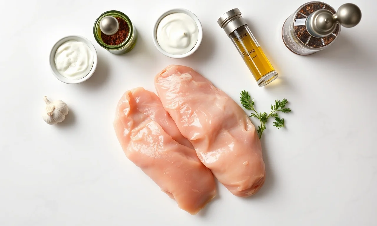Vista de cima dos ingredientes simples e frescos para a receita.
