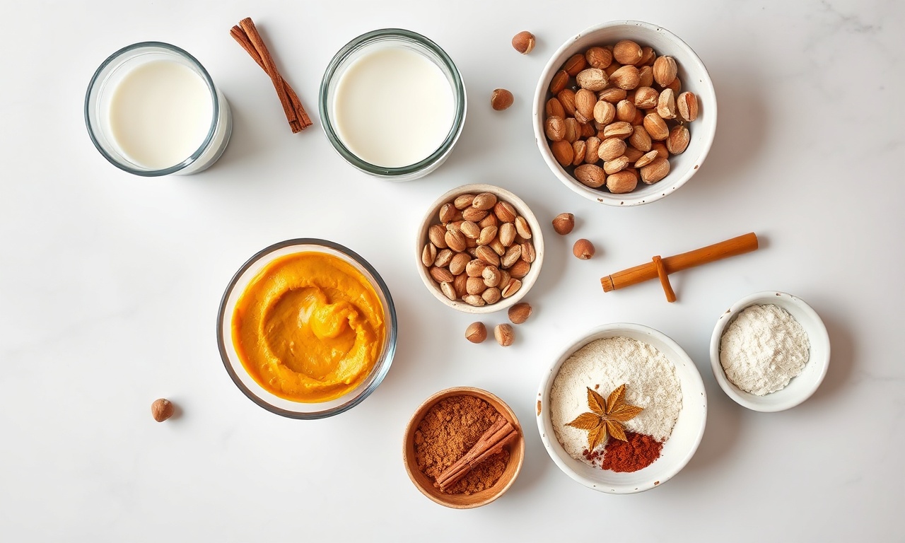 Vista de cima dos ingredientes organizados para a receita.