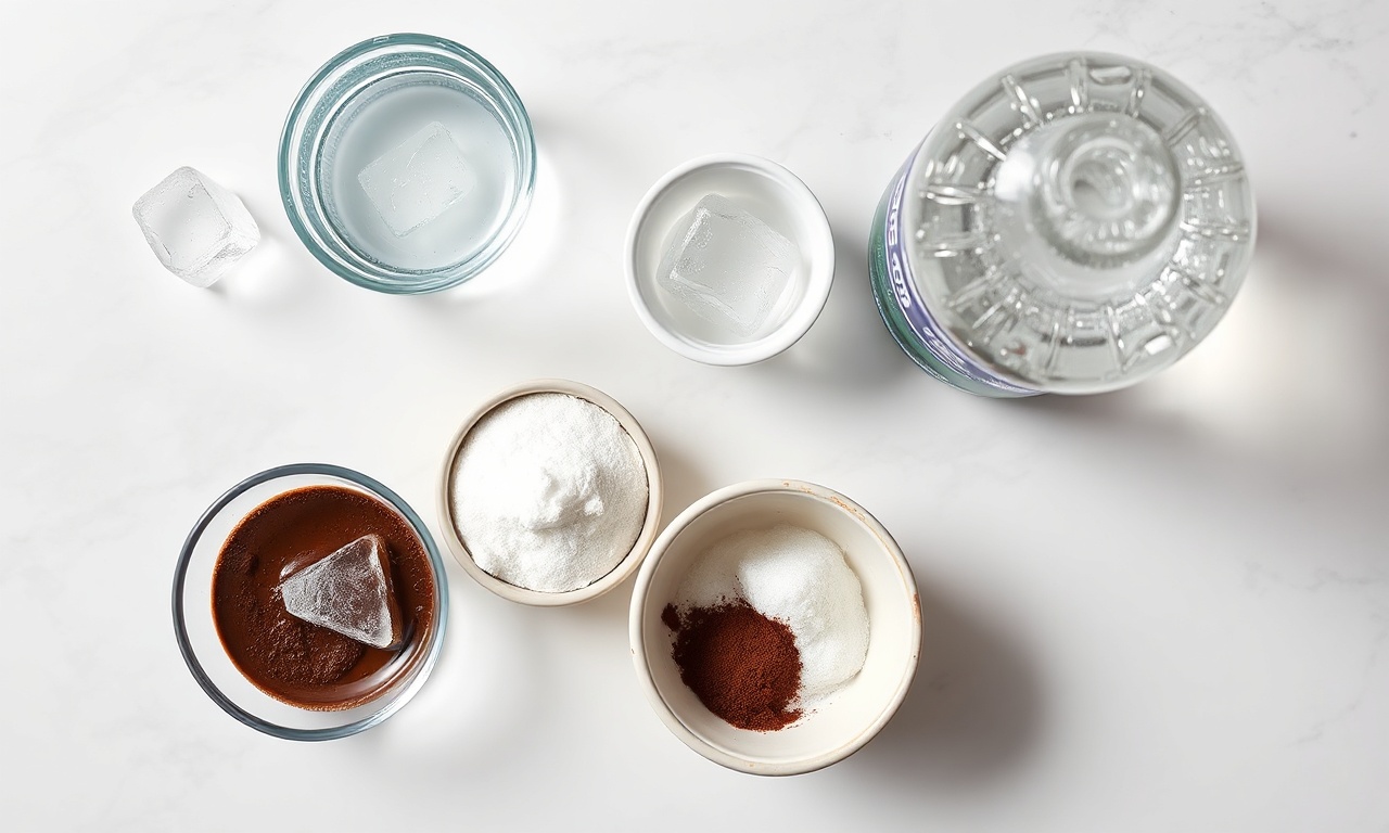 Vista de cima dos 5 ingredientes necessários para a receita.