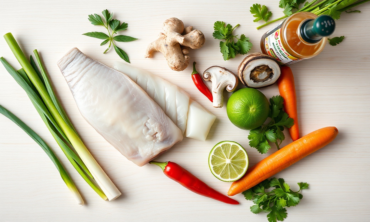 Vista de cima dos ingredientes frescos e organizados