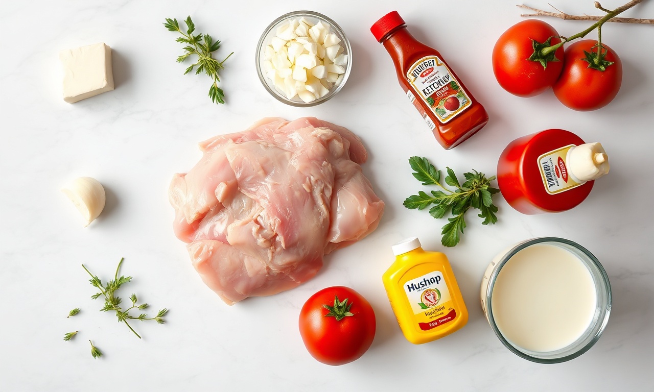 Vista de cima dos ingredientes frescos organizados sobre superfície de mármore.