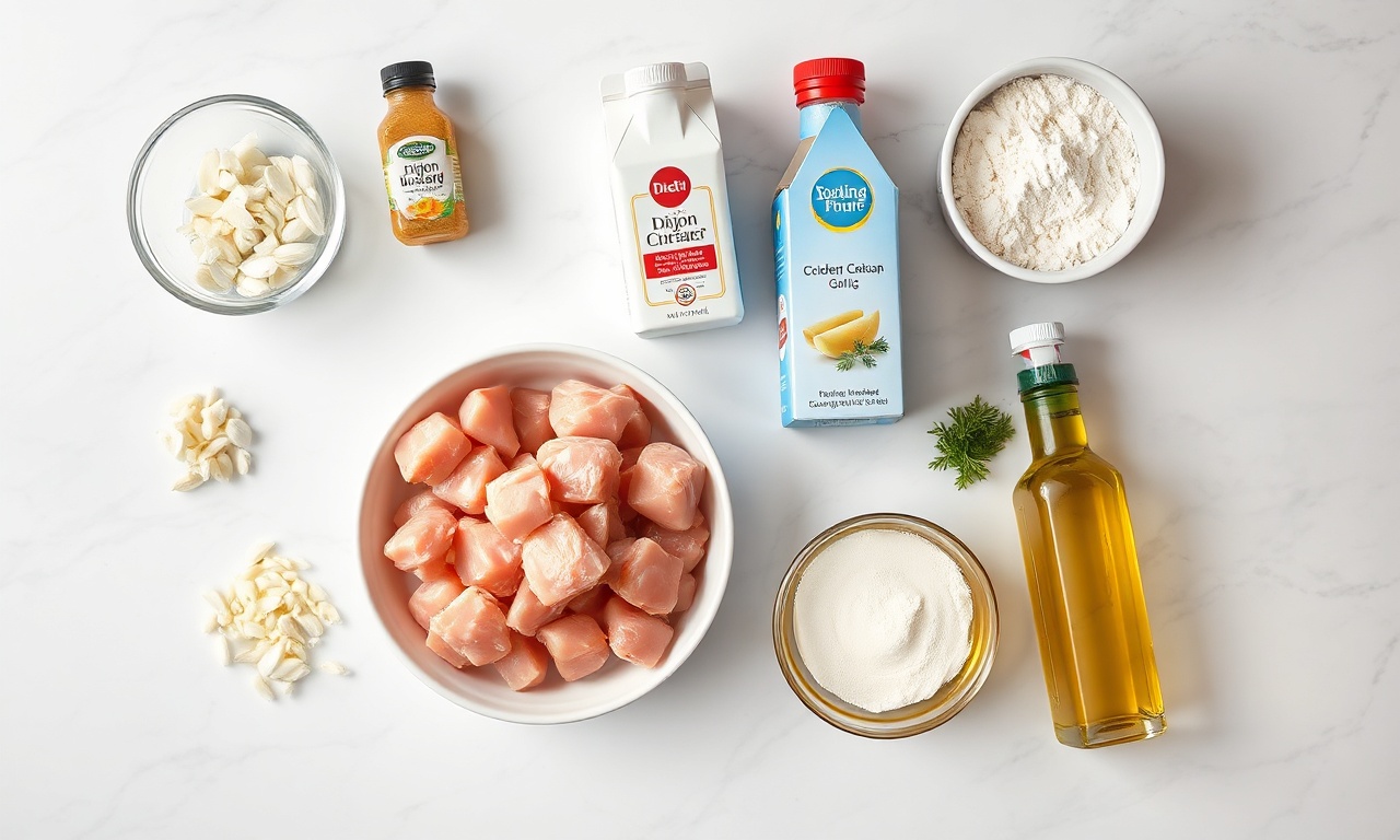 Vista de cima dos ingredientes frescos e organizados.