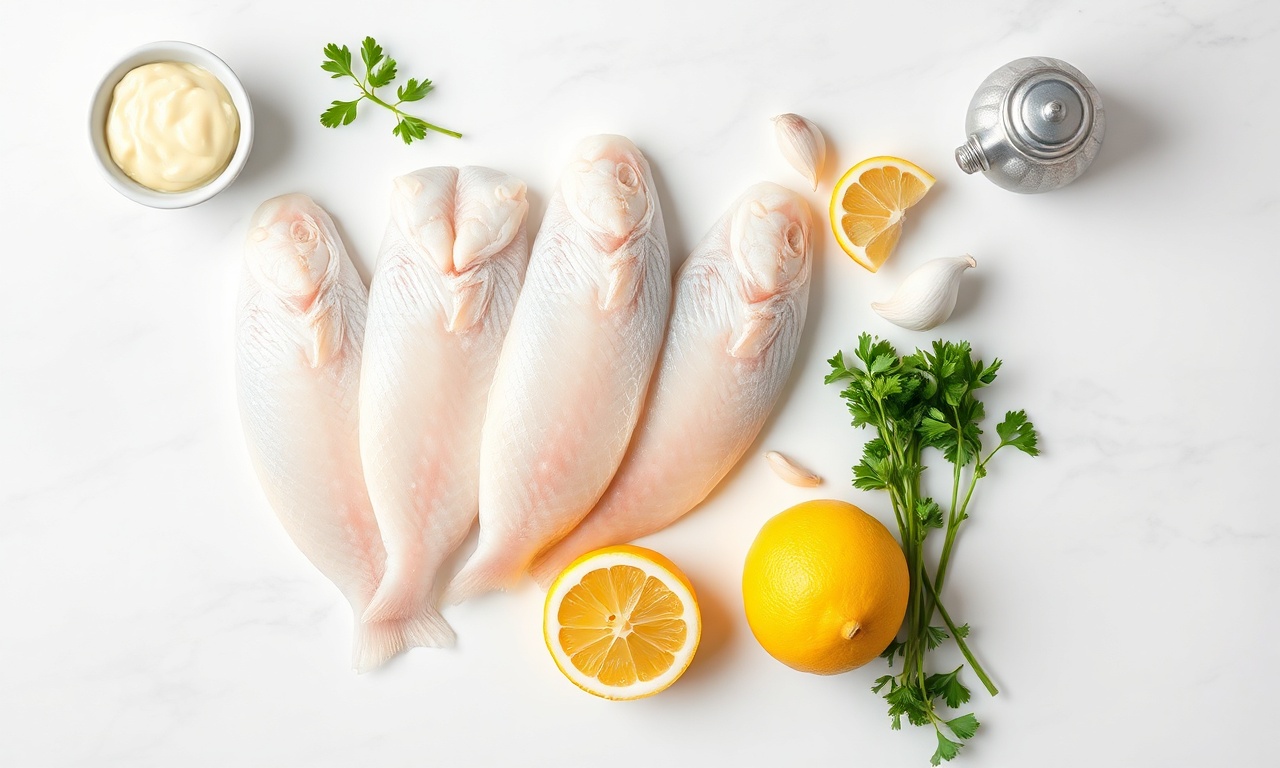 Vista de cima dos ingredientes frescos e simples para a receita.