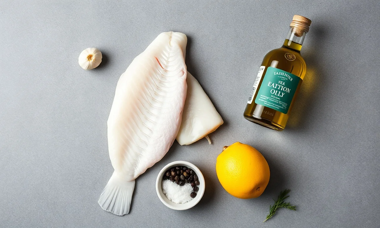 Ingredientes frescos organizados para o preparo do peixe