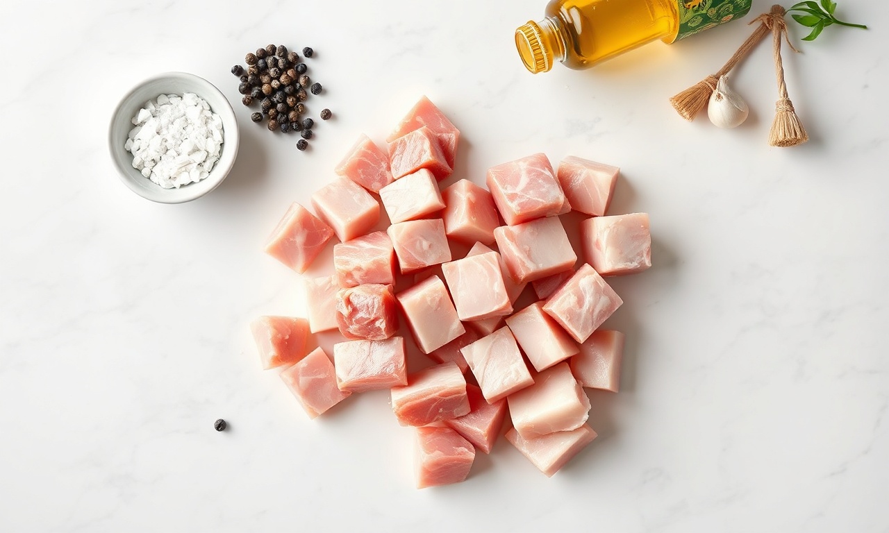 Torresmo Para Feijoada Na Panela De Pressão: Crocante E Rápido 4 Vista de cima dos ingredientes organizados