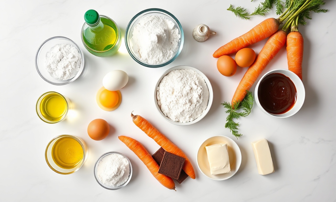 Vista de cima dos ingredientes organizados para a receita.