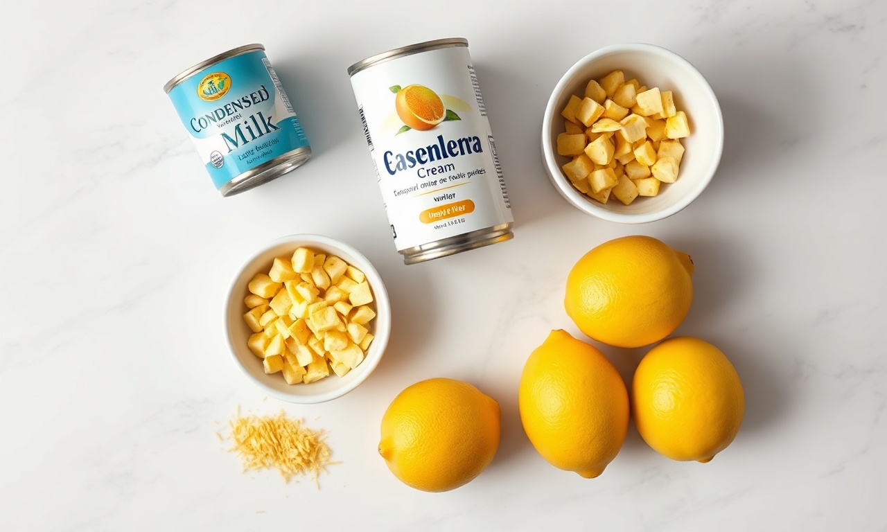 Vista de cima dos ingredientes organizados