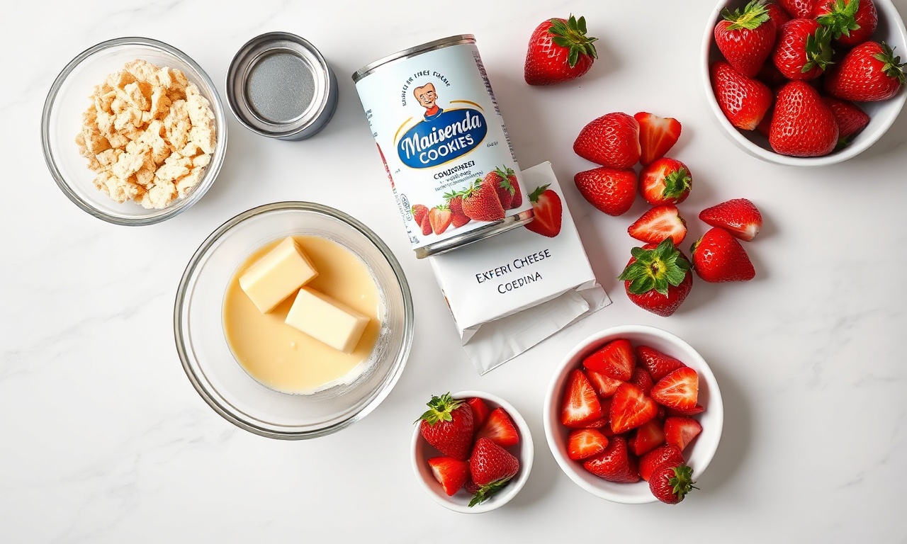 Vista de cima dos ingredientes organizados sobre superfície clara